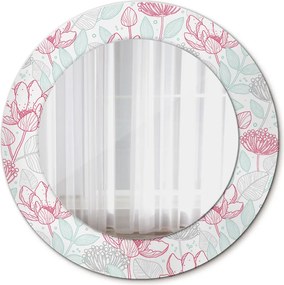 Lustro z nadrukiem dekoracyjne okrągłe Kwiaty