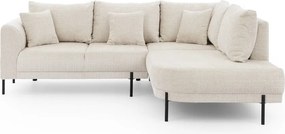 Beżowy narożnik z tkaniny szenilowej (prawostronny/w kształcie litery L) Mauris – Ropez