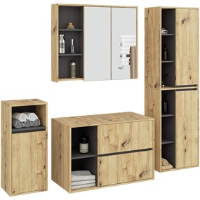 Komplet mebli łazienkowych dąb artisan+grafit A4-C71