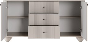 Komoda Vesper 160 cm z szufladami na kulach - kaszmir / czarne uchwyty / nogi kule