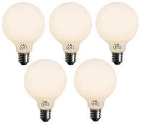Zestaw 5 ściemnialnych żarówek LED E27 opalowych G95 5W 450LM 2700K