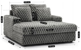 Fotel Wypoczynkowy Sofa KOBEL Szary Pluszowy Nowoczesny