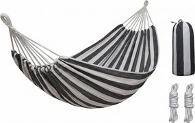 Hamak ZENVIO 200x80 cm, szaro-biały + torba gratis