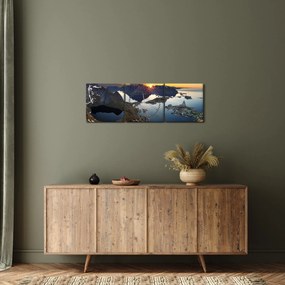 Obraz - Krajobraz górski, Norwegia (z zegarem) (90x30 cm)
