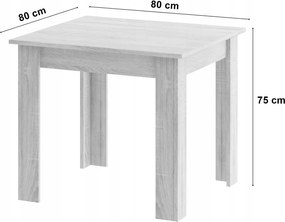 Promocja Stół jadalniany MADO czarny z blatem w dekorze dąb artisan 80x80cm II. jakość