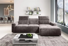 Narożnik COLOMBO Mini Prawostronny z elektryczną funkcją spania pojemnikiem PALLADIUM 05 Brązowy WERSAL