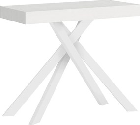 Konsola rozkładana 90x40/300 cm Krack frassino biała białe nogi