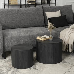 Zestaw Stolików Kawowych LEILA 38 cm/48 cm Czarny Loft