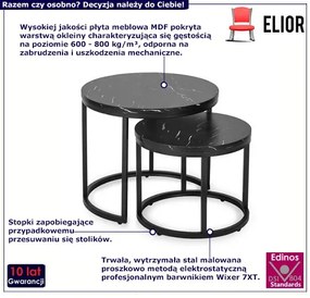 Komplet dwóch eleganckich stolików czarny marmur - Kendal