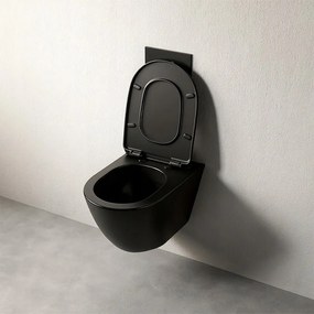 Miska wc czarna rimless deska wolnoopadająca duroplast wirowe spłukiwanie