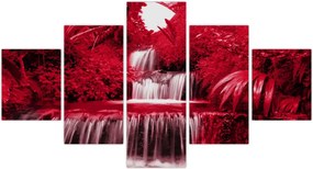 Obraz - Indonezyjskie wodospady w kolorze czerwonym (125x70 cm)