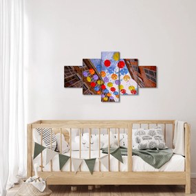 Obraz kolorowych parasoli (125x70 cm)