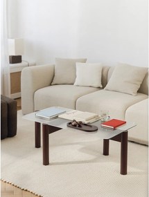 Bordowy stolik ze szklanym blatem 55x105 cm Kob – noo.ma