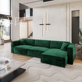 Masseno Narożnik TOLMO z funkcją spania i pojemnikiem na pościel Narozniki L, Rozkładana sofa - Butelkowa zieleń, MONOLITH 37
