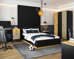 Szafa młodzieżowa COLIN 02 2D dąb złoty craft/czarna ML MEBLE