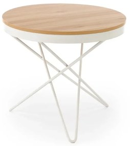 Stolik kawowy LEILA 60x60 dąb naturalny/biały HALMAR