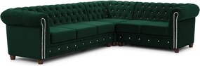 Zielony aksamitny rozkładany narożnik (prawostronny/w kształcie litery L) York Blik – Ropez