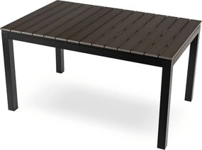 Rozkładany stół ogrodowy, kompozytowy Castello 140-180 cm, blat ciemnoszary dąb, podstawa czarna