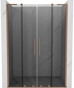 Mexen Velar L Duo drzwi prysznicowe rozsuwane 140 cm, grafit, miedź szczotkowana - 871-140-003-42-65