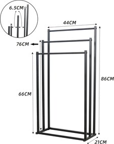 Stojak na ręczniki 3 szczeble - czarny - M