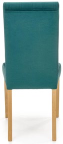 Drewniane krzesło tapicerowane DIEGO 3 dąb miodowy velvet pikowany Pasy MONOLITH 37 ciemny zielony