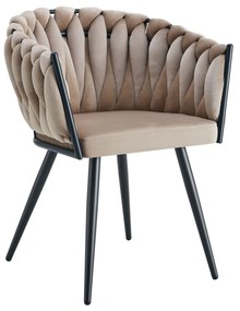 Krzesło ROSA plecione tkanina Welur noga metalowa