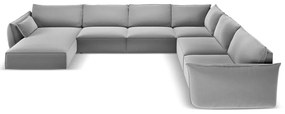 Jasnoszary aksamitny narożnik (prawostronny/w kształcie litery U) Vanda – Mazzini Sofas