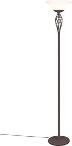 Ciemnobrązowa lampa stojąca ze szklanym kloszem (wysokość 180 cm) Rustica – Trio