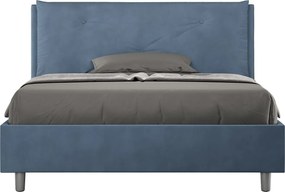 Łóżko bez stelaża tapicerowane 140x200 microfibra niebieski Appia Large