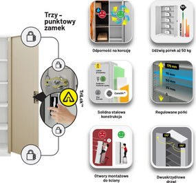 Szafa biurowa metalowa Biały/ Złoty dąb: Eco Design JAN II