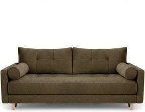 Sofa z Funkcją Spania LONAR Brązowa Boucle Japandi