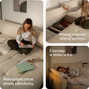 Masseno Narożnik FRIGA z funkcją spania i pojemnikiem na pościel Narozniki L, Rozkładana sofa - Beżowy, ARAGON 14