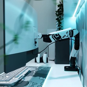 Uchwyt regulowany na monitor 49 cali LED RGB Diablo X-Arm, biało-czarny