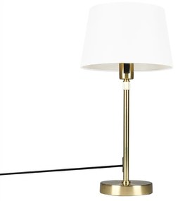 Lampa stołowa złota/mosiężna z białym kloszem 25 cm regulowana - Parte Nowoczesny Oswietlenie wewnetrzne