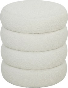 HOMCOM Puf, okrągły, Teddyfleece, do 120kg, Φ40x45H cm, biały | Aosom PL