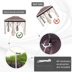Outsunny Altana ogrodowa namiot 4x4 m z 6 ściankami bocznymi i dwuspadowym dachem beż khaki | Aosom PL