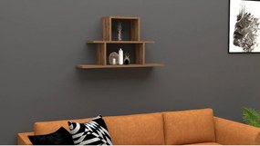 Półka ścienna – 80 cm x 44,6 cm x 19,6 cm – orzech – płyta wiórowa pokryta melaminą