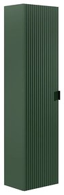 Wisząca prążkowana szafka łazienkowa - Matowa zieleń - wys. 140 cm - ZEVINI