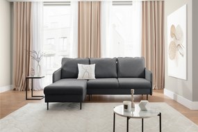 Narożnik z funkcją spania Taila Mini lewostronny - szary welur Velluto 18 / czarne nogi