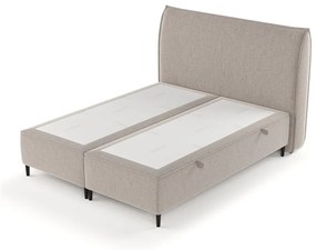 Szarobeżowe tapicerowane łóżko dwuosobowe ze schowkiem 160x200 cm Draco – Maison de Rêve