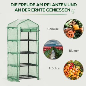 Outsunny Szklarnia Foliowa Cieplarnia na Pomidory 4 Półki Ochrona Roślin Kolor Ciemnozielony 69x50x160cm | Aosom PL