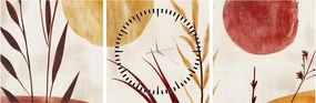 Obraz - Rośliny i okręgi (z zegarem) (90x30 cm)