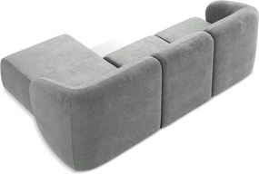 Szary narożnik z tkaniny szenilowej (prawostronny/z szezlongiem) Lani – Makamii