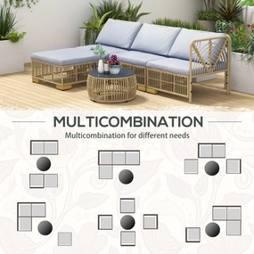 Outsunny Zestaw Mebli ogrodowych, 5-częściowy, z poduszkami do siedzenia, Syntetyczny rattan, rama ze stali nierdzewnej, Szary