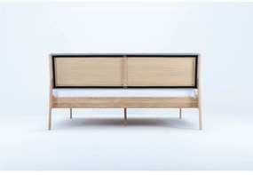 Szare/naturalne łóżko dwuosobowe z litego drewna dębowego 140x200 cm Fawn – Gazzda