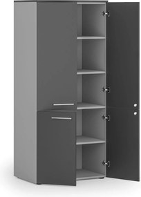 Szafa biurowa pół-drzwi PRIMO GRAY, 800 x 500 x 1781 mm, szary/grafitowy