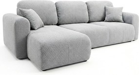 Stylowy narożnik rozkładany lewostronny BINGO L 245x148x87 cm w tkaninie Pop 3 szarej