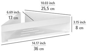 Narożna półka łazienkowa z mocowaniem Turbo-loc ze stali nierdzewnej w matowym białym kolorze bez wiercenia Genova – Wenko