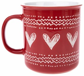 Świąteczny kubek ceramiczny Christmas heart I czerwony, 710 ml