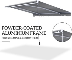 Outsunny Markiza zewnętrzna ręczna przegubowa 4 m z korbą ręczną aluminium kolor biały + szary